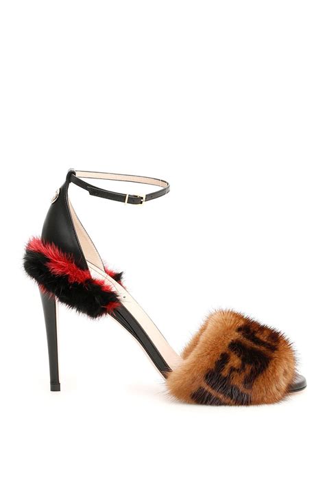 fendi slides furry|Fendi high heel sandals.